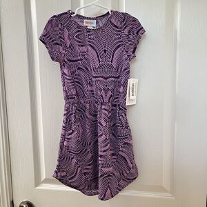 Lularoe Mae Dress Purple Swirl Print Girls Size 4 NWT